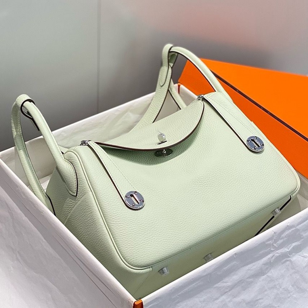 High Quality Replica Hermes Lindy 30cm Bag In Vert Fizz Clemence Leather PHW $ 389 USD