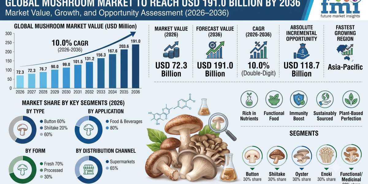 Global Mushroom Market to Reach USD 191.0 Billion by 2036 Driven by Plant-Based Nutrition, Controlled Environment Agricu