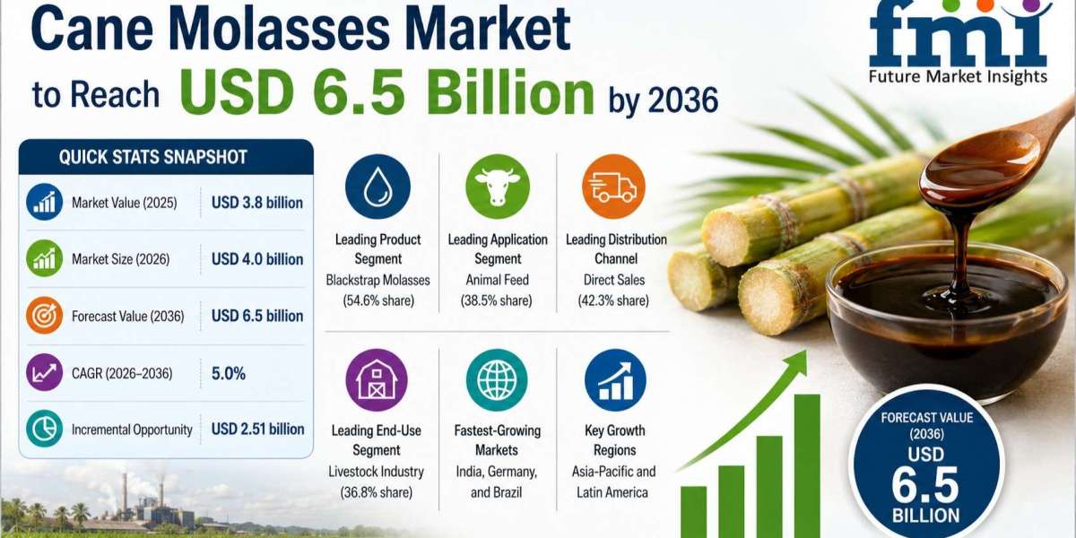 Cane Molasses Market to Reach USD 6.5 Billion by 2036 at 5.0% CAGR; India Leads Country Growth at 17.01%, Germany Follow