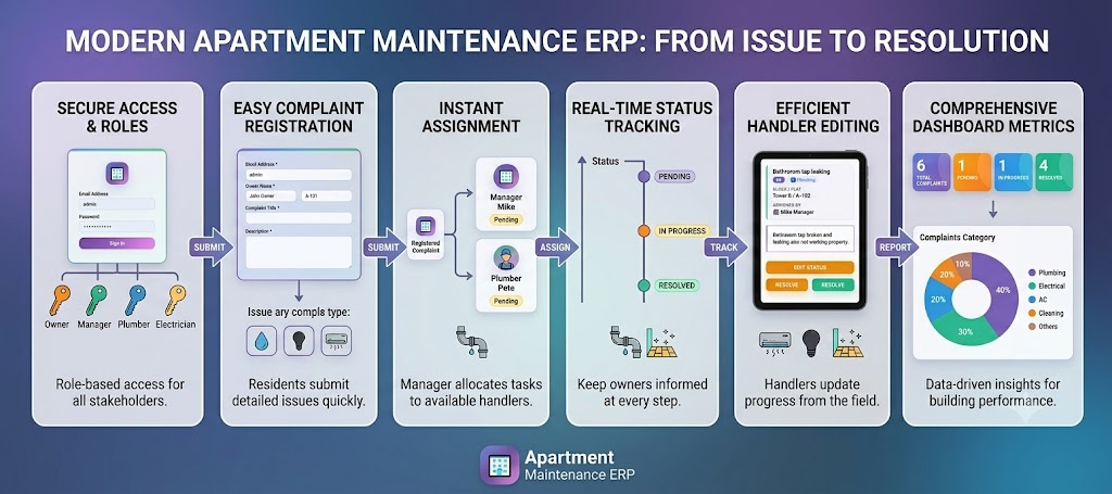 Single Page Application for Apartment Maintenance and Complaint ERP Software